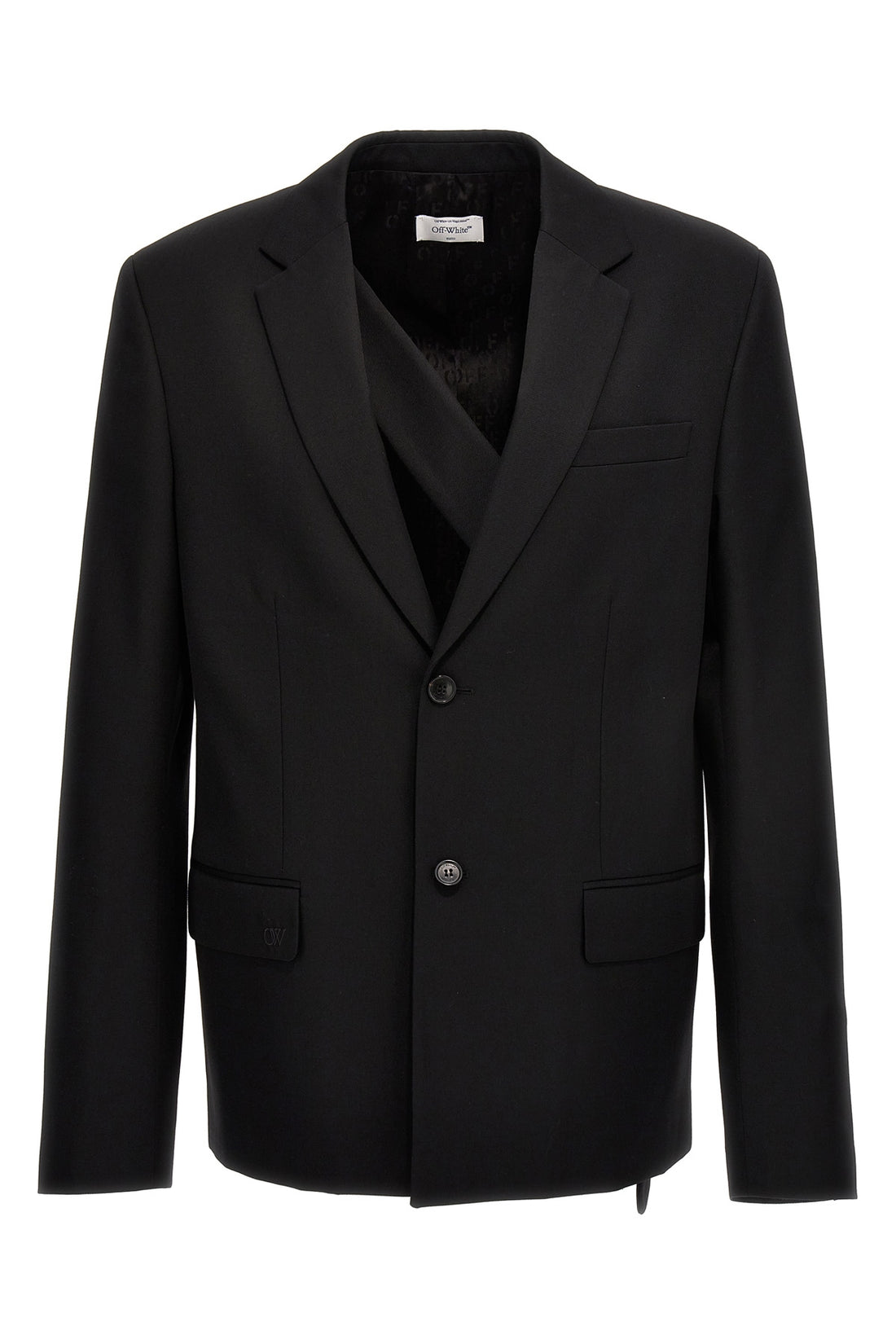 OFF-WHITE 52 ow embroidery single-breasted wool blazer