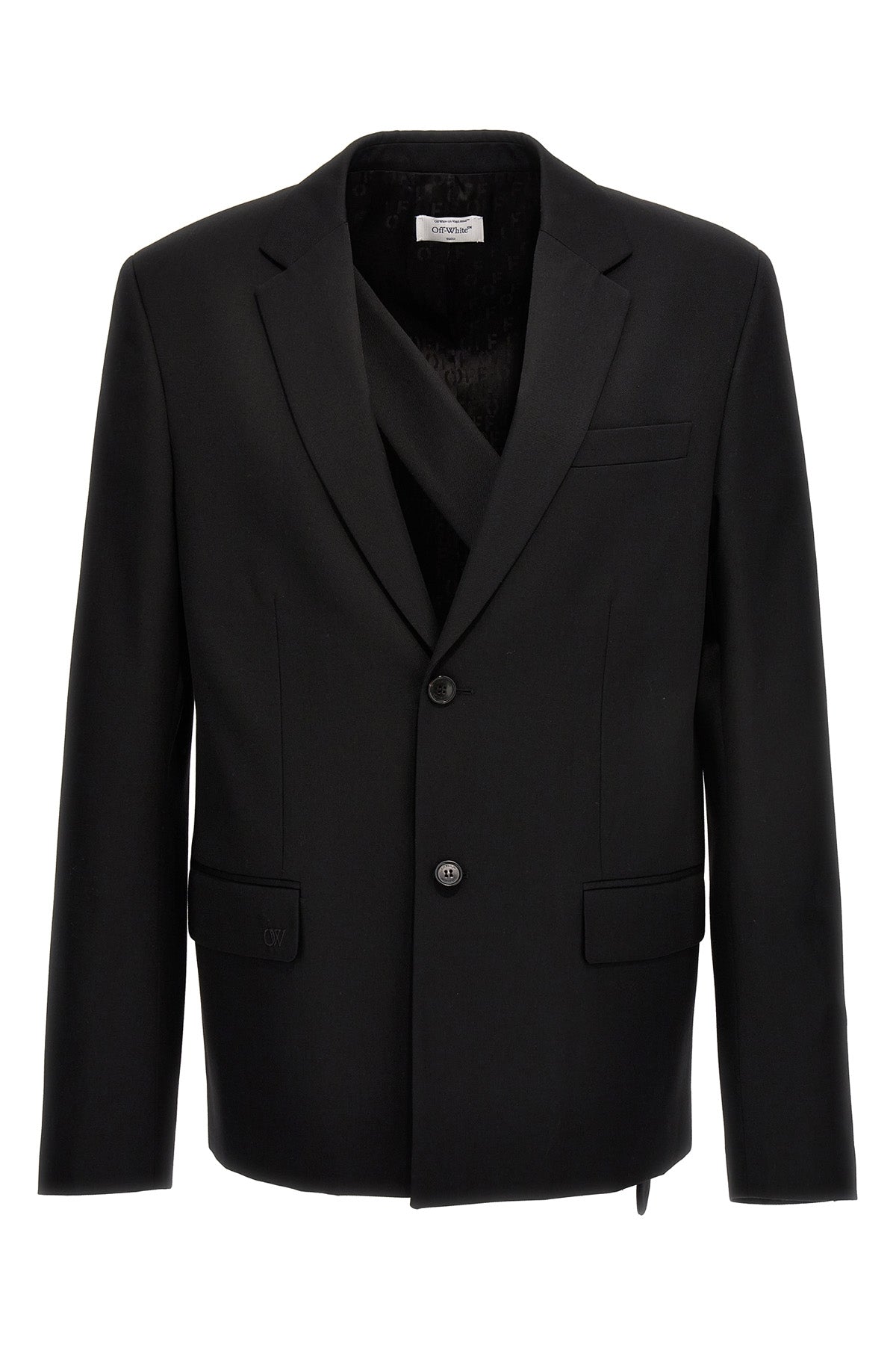 ow embroidery single-breasted wool blazer
