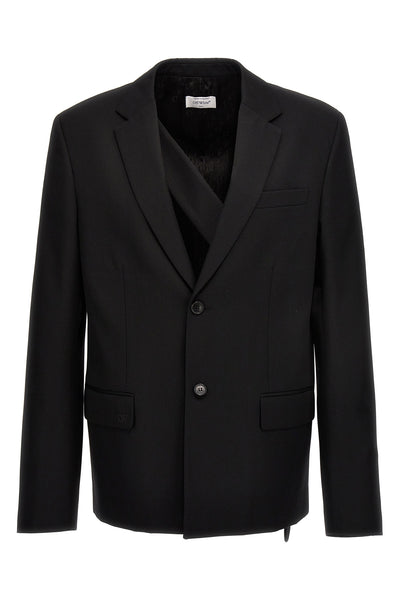 ow embroidery single-breasted wool blazer