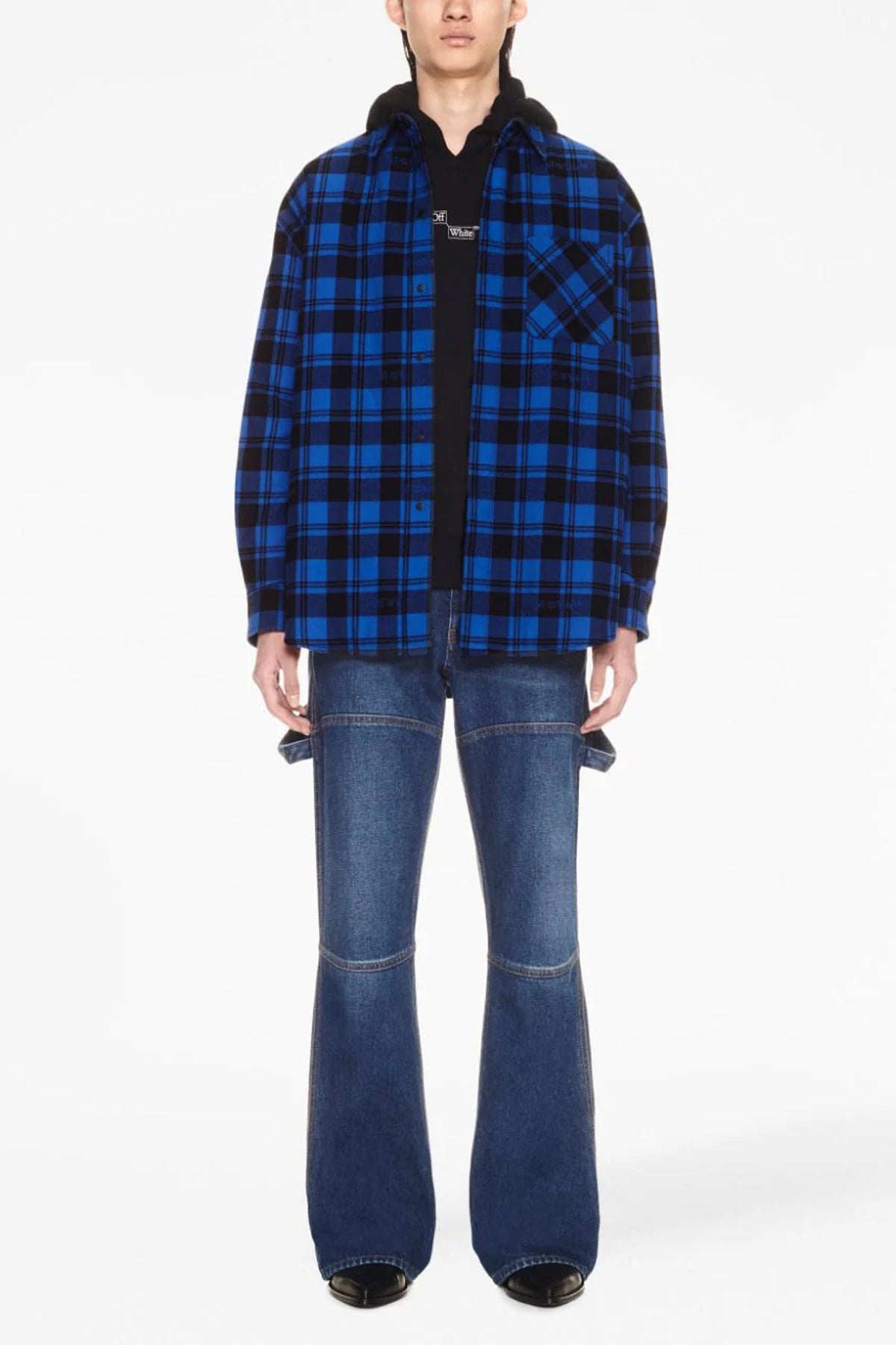check flannel slightly padded cotton overshirt