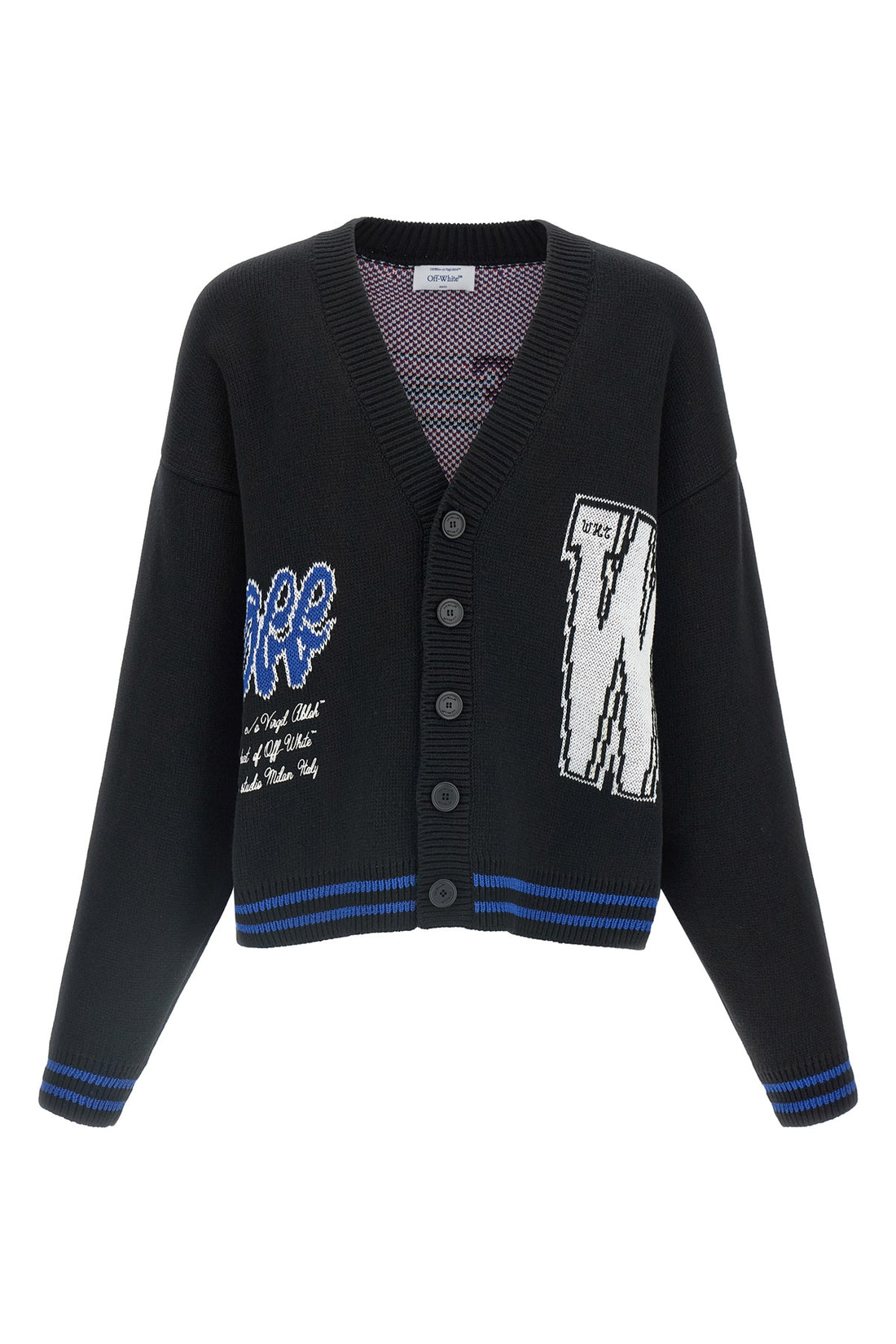 OFF-WHITE L glide diag heavy cotton knit cardigan