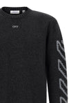 the off-white diagonal arrow fuzzy crew neck sweater