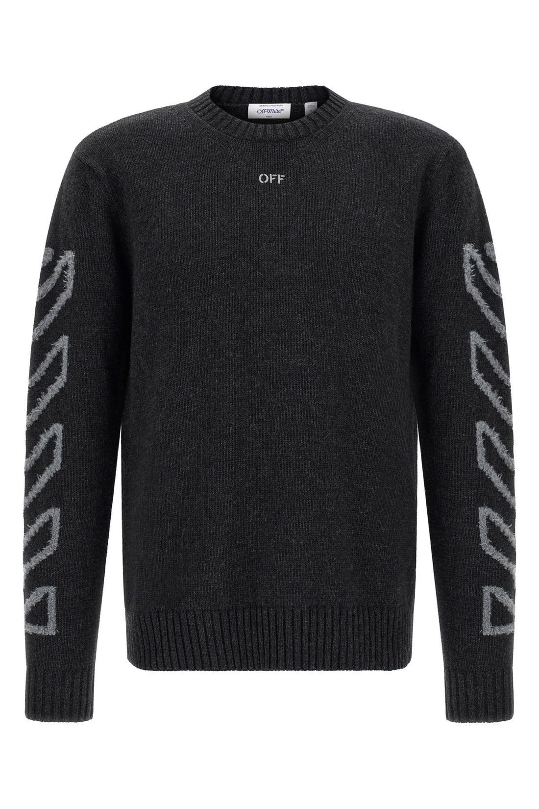 OFF-WHITE L the off-white diagonal arrow fuzzy crew neck sweater