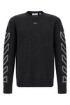 the off-white diagonal arrow fuzzy crew neck sweater