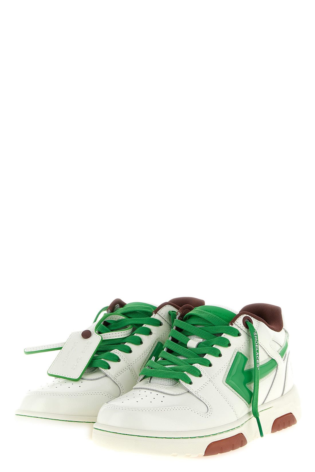 OFF-WHITE 40 out of office bubble arrow sneakers in craquelé-effect shiny leather