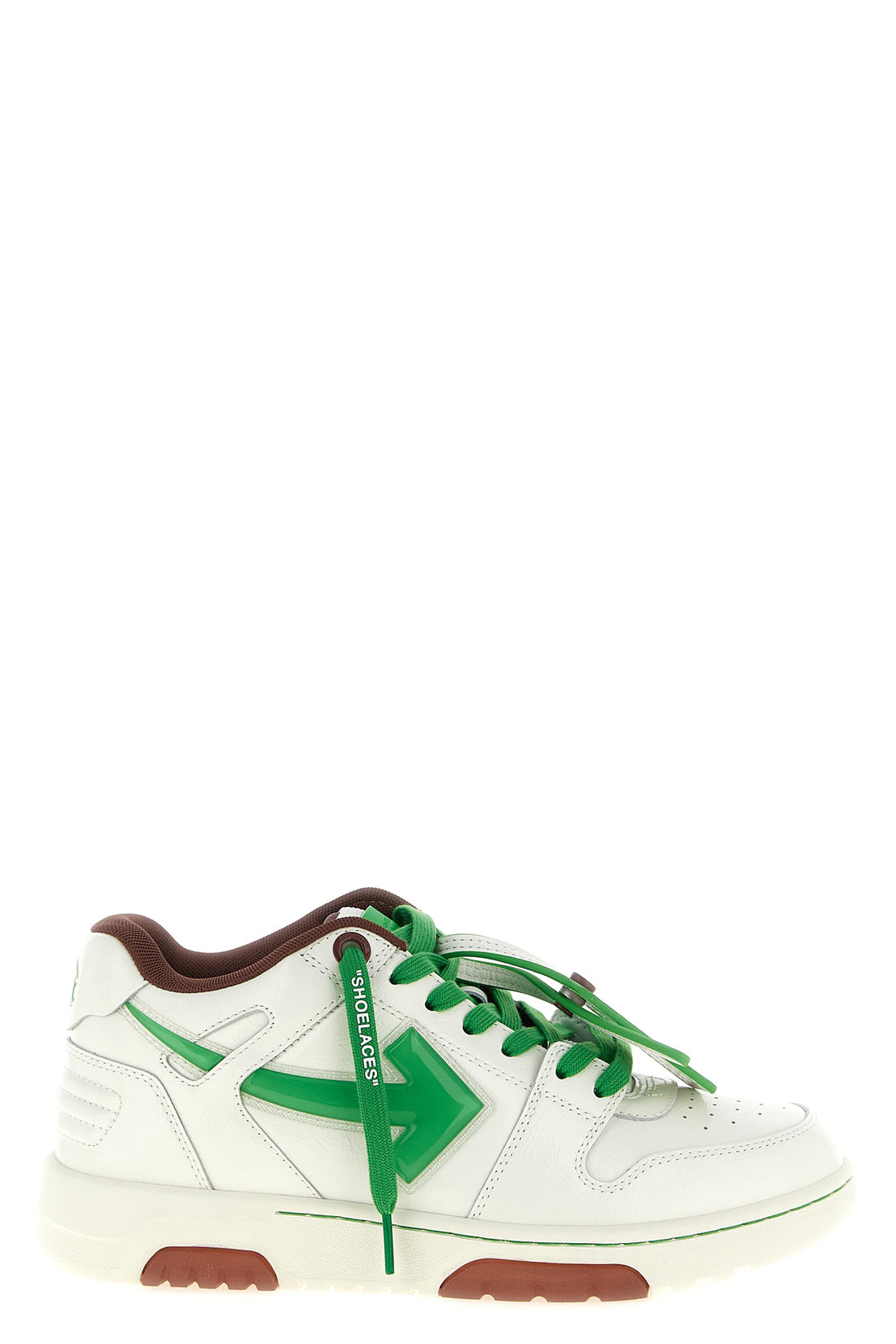 OFF-WHITE 40 out of office bubble arrow sneakers in craquelé-effect shiny leather