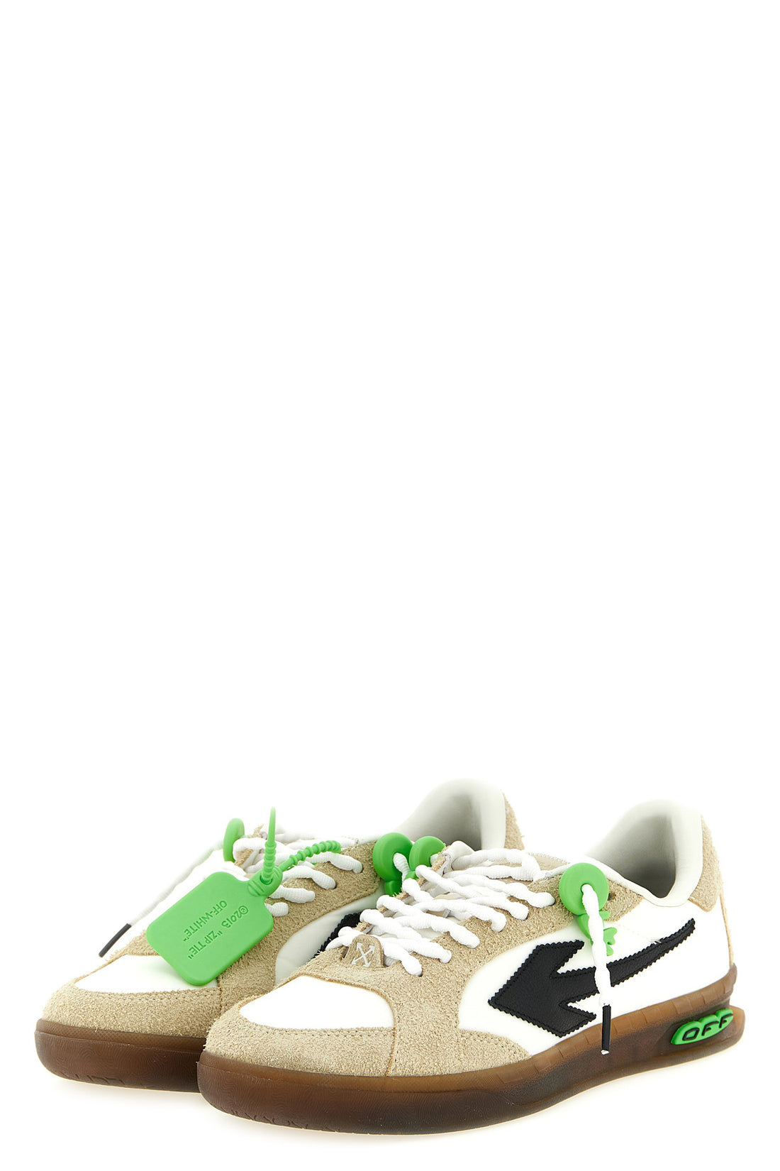 OFF-WHITE 40 end of play nylon and hairy suede sneakers