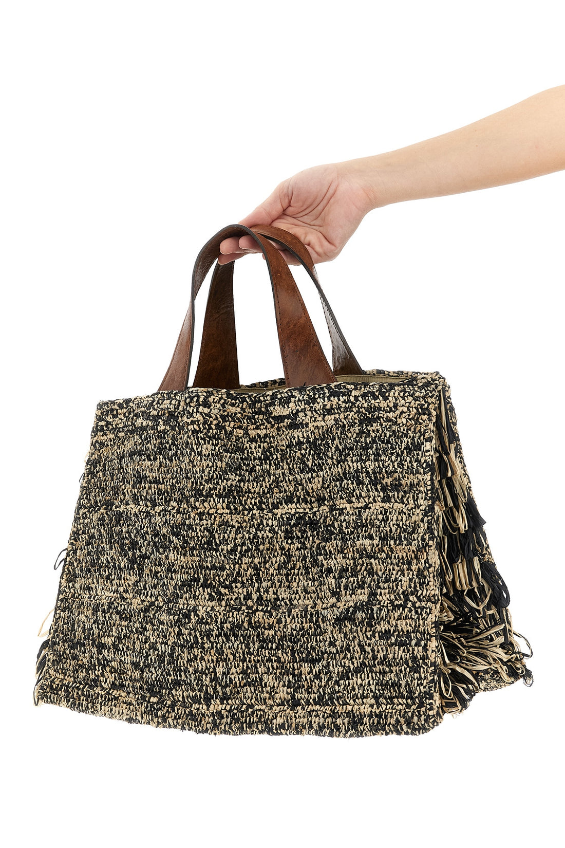 IBELIV OS onja handbag in two-tone crocheted raffia
