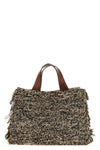 onja handbag in two-tone crocheted raffia