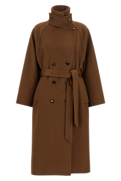the alberto biani double-breasted coat redefines the codes of outerwear through