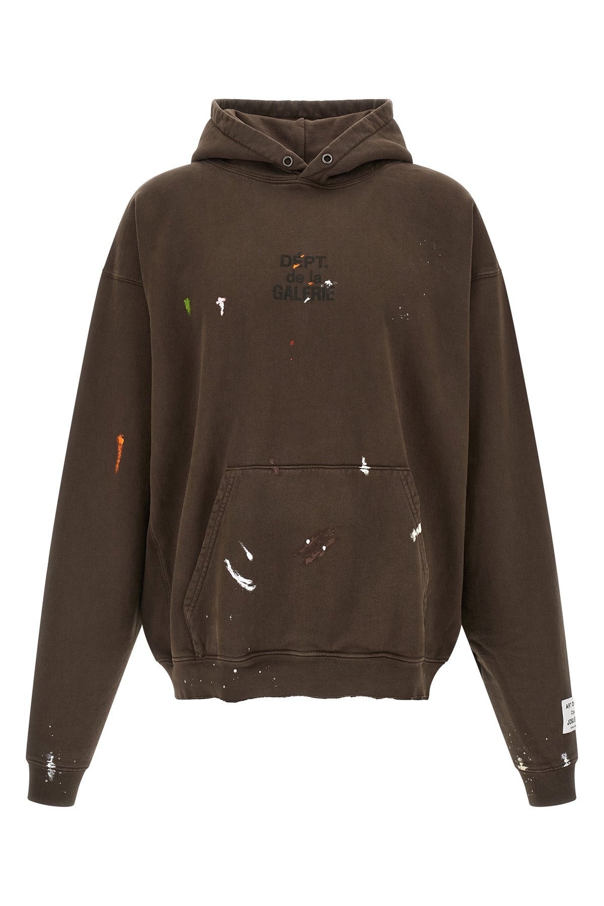 french logo painted cotton hoodie