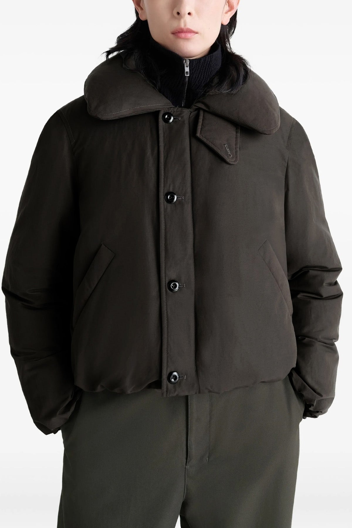 linen and cotton blend down jacket