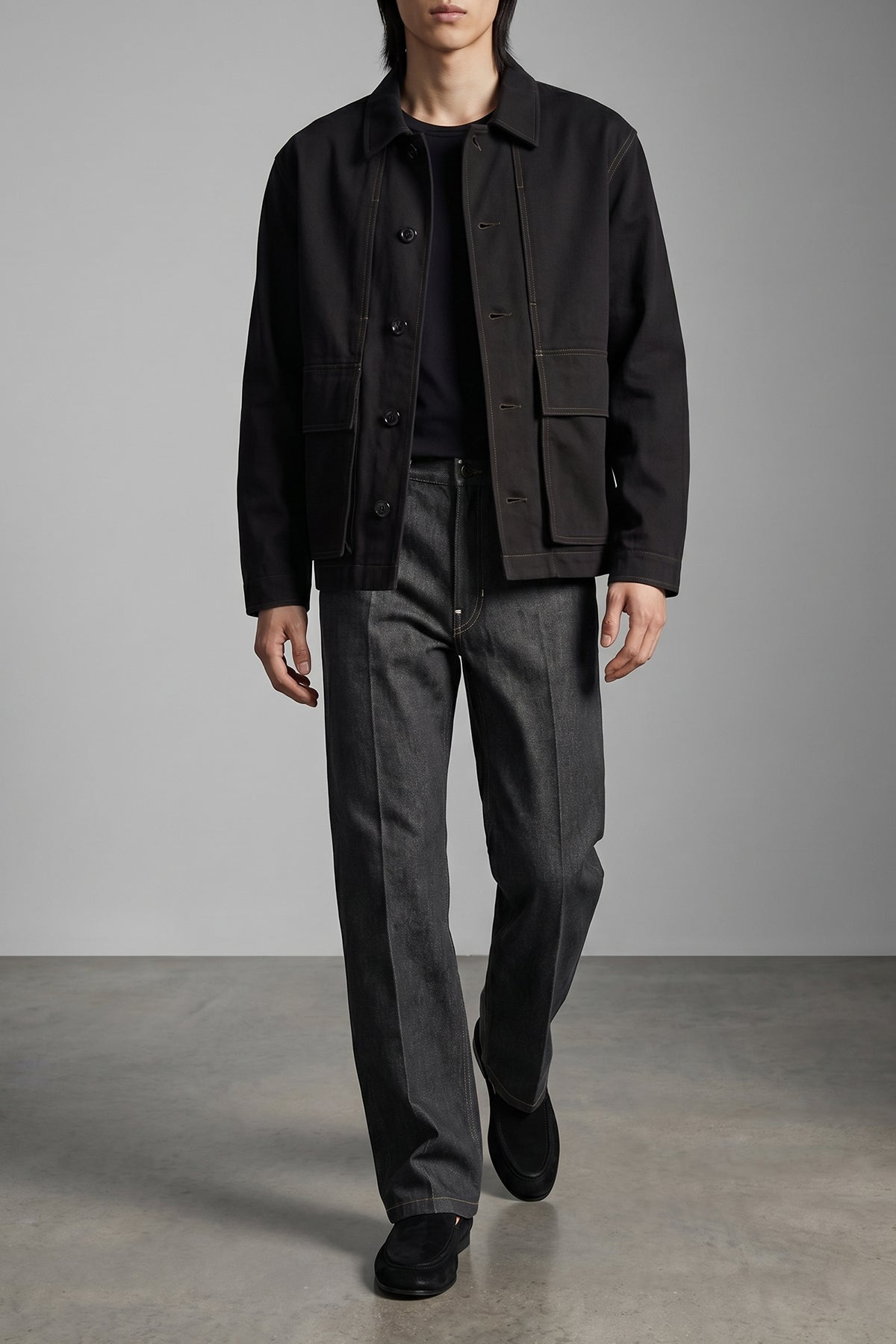 boxy jacket in heavy cotton denim