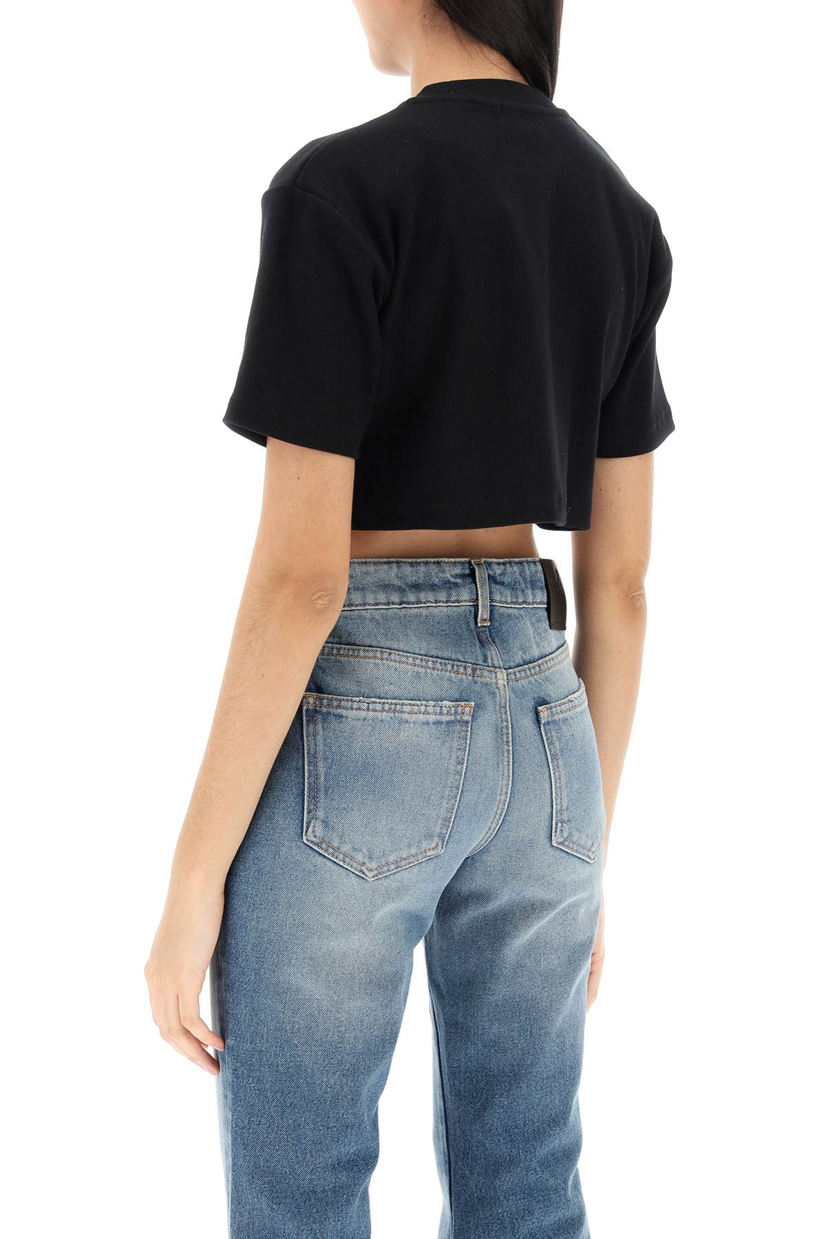 cropped t-shirt with off embroidery