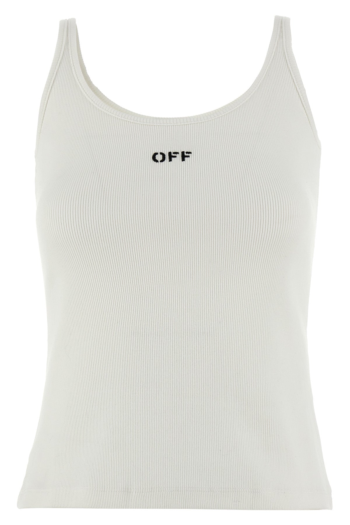 off stamp ribbed stretch cotton top