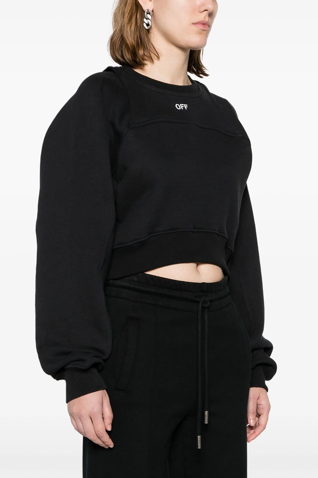 OFF-WHITE M crop style crewneck cotton sweatshirt