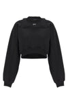 crop style crewneck cotton sweatshirt