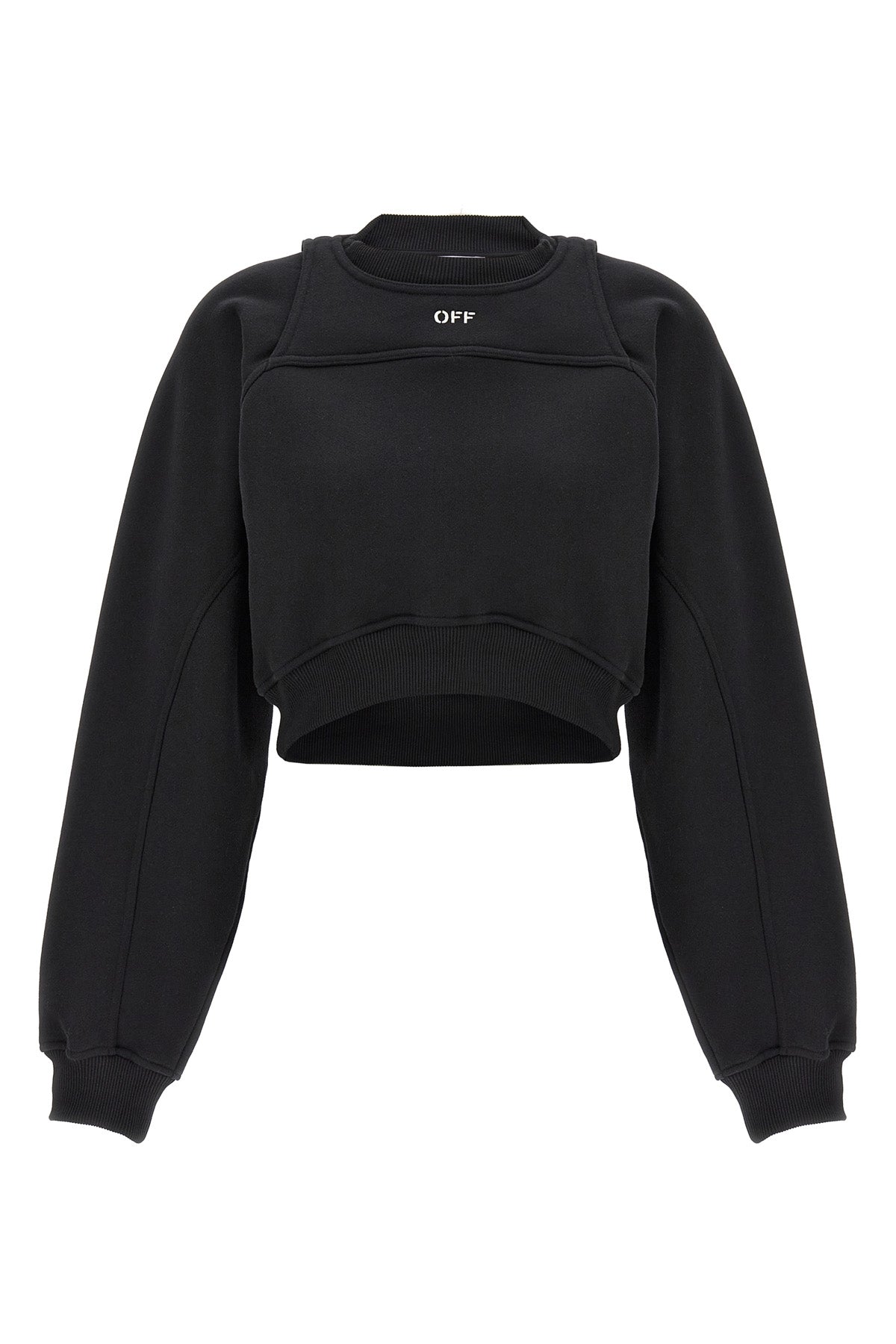 crop style crewneck cotton sweatshirt