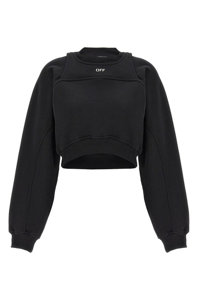 crop style crewneck cotton sweatshirt