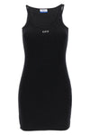 off stamp ribbed stretch cotton dress