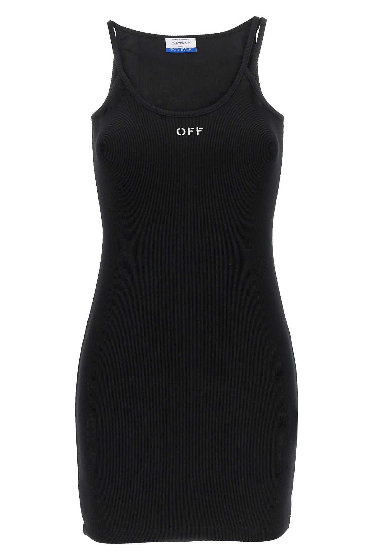 off stamp ribbed stretch cotton dress
