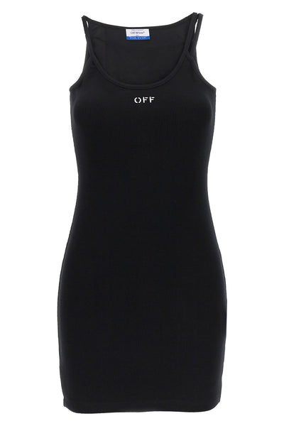 off stamp ribbed stretch cotton dress