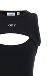 off stamp ribbed stretch cotton mini dress
