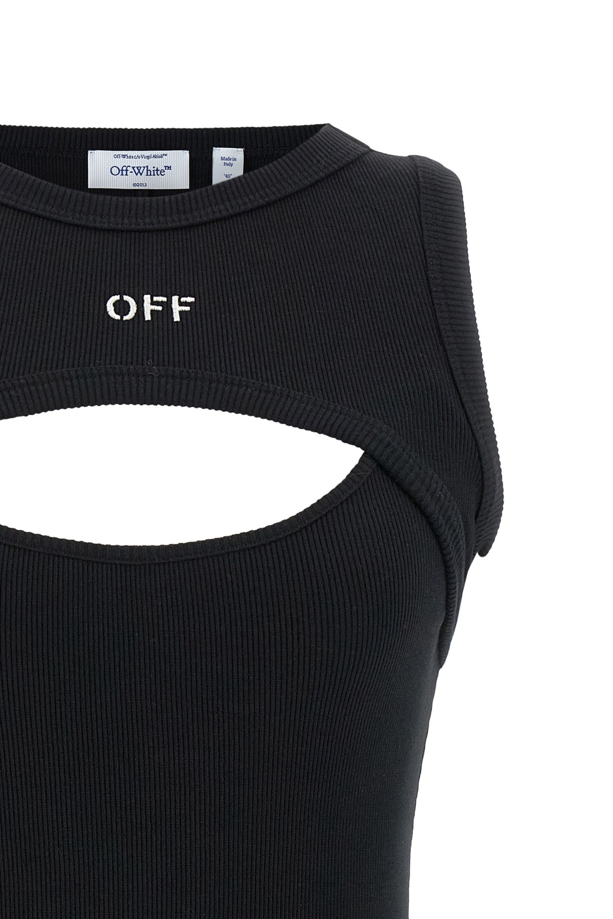 off stamp ribbed stretch cotton mini dress