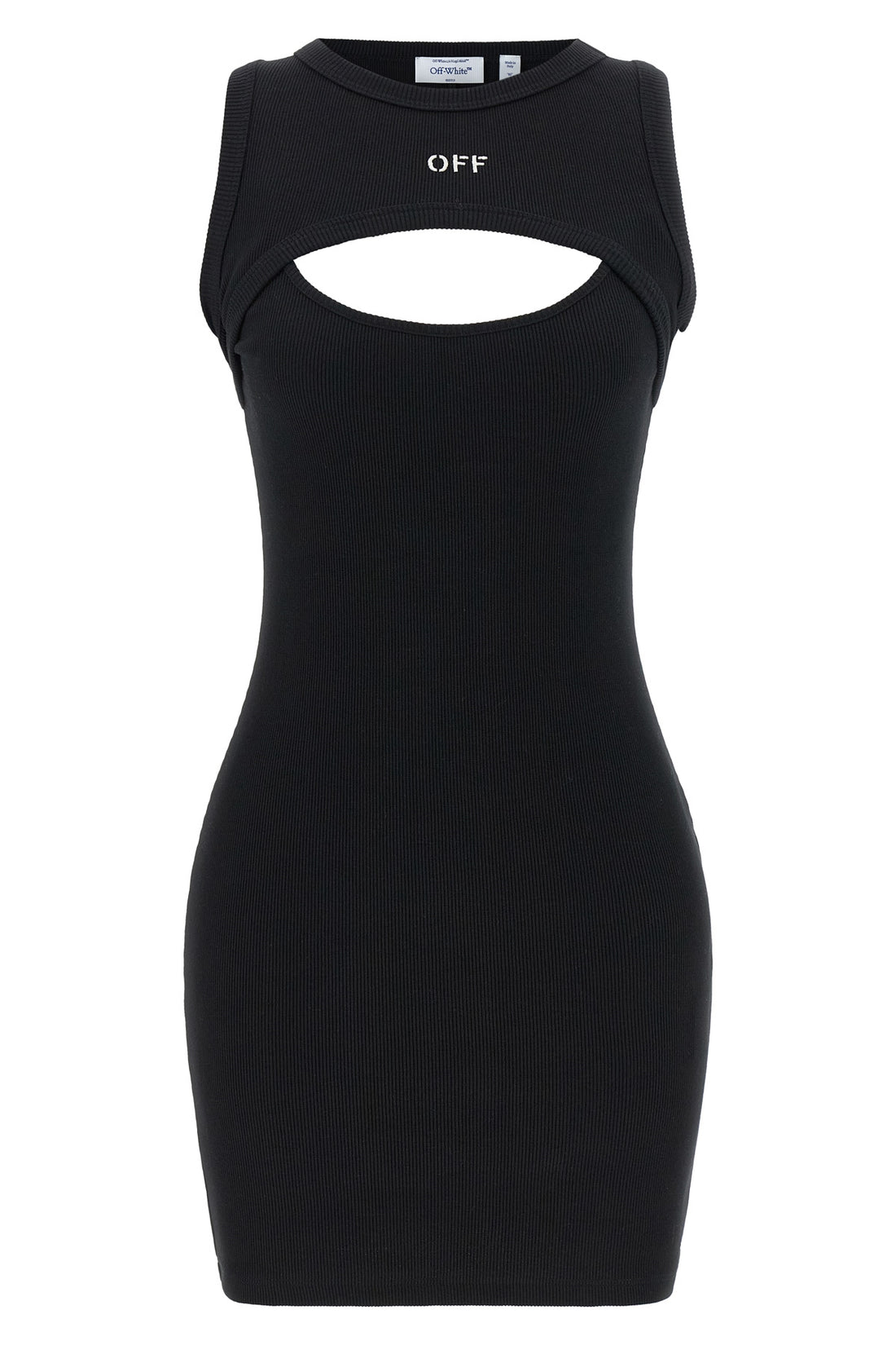 OFF-WHITE 38 off stamp ribbed stretch cotton mini dress