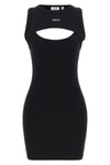 off stamp ribbed stretch cotton mini dress