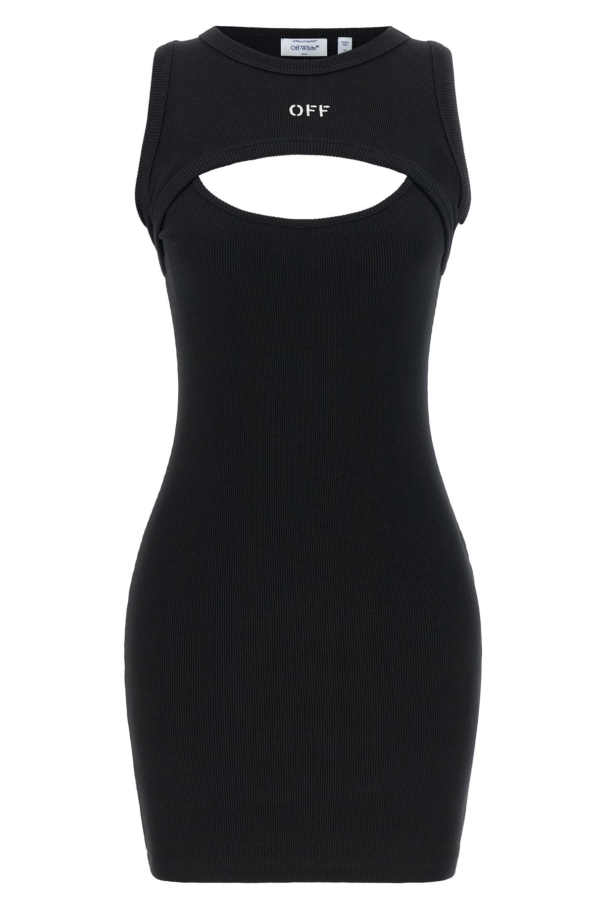 off stamp ribbed stretch cotton mini dress