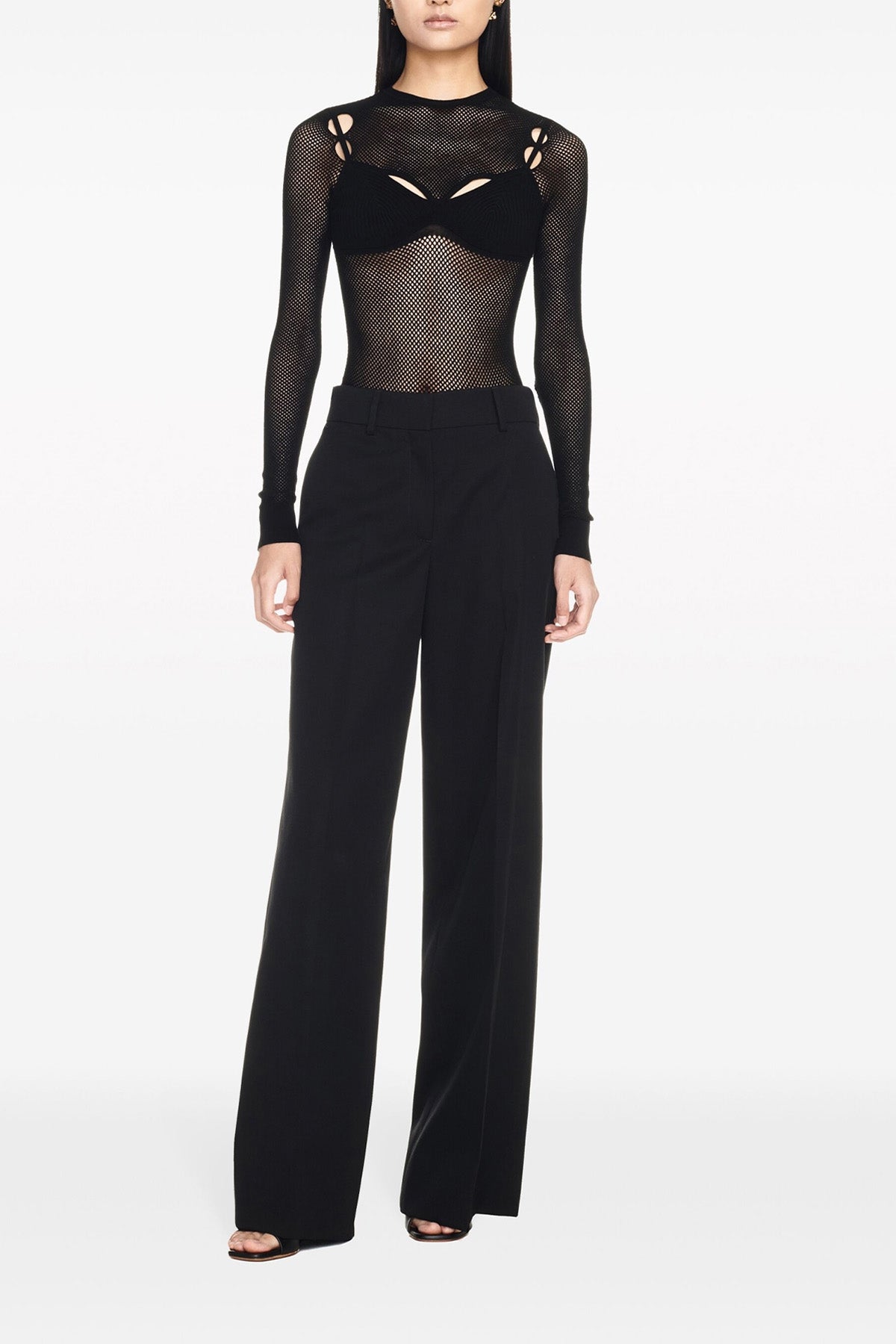 net arrow bralette top in stretch mesh fabric