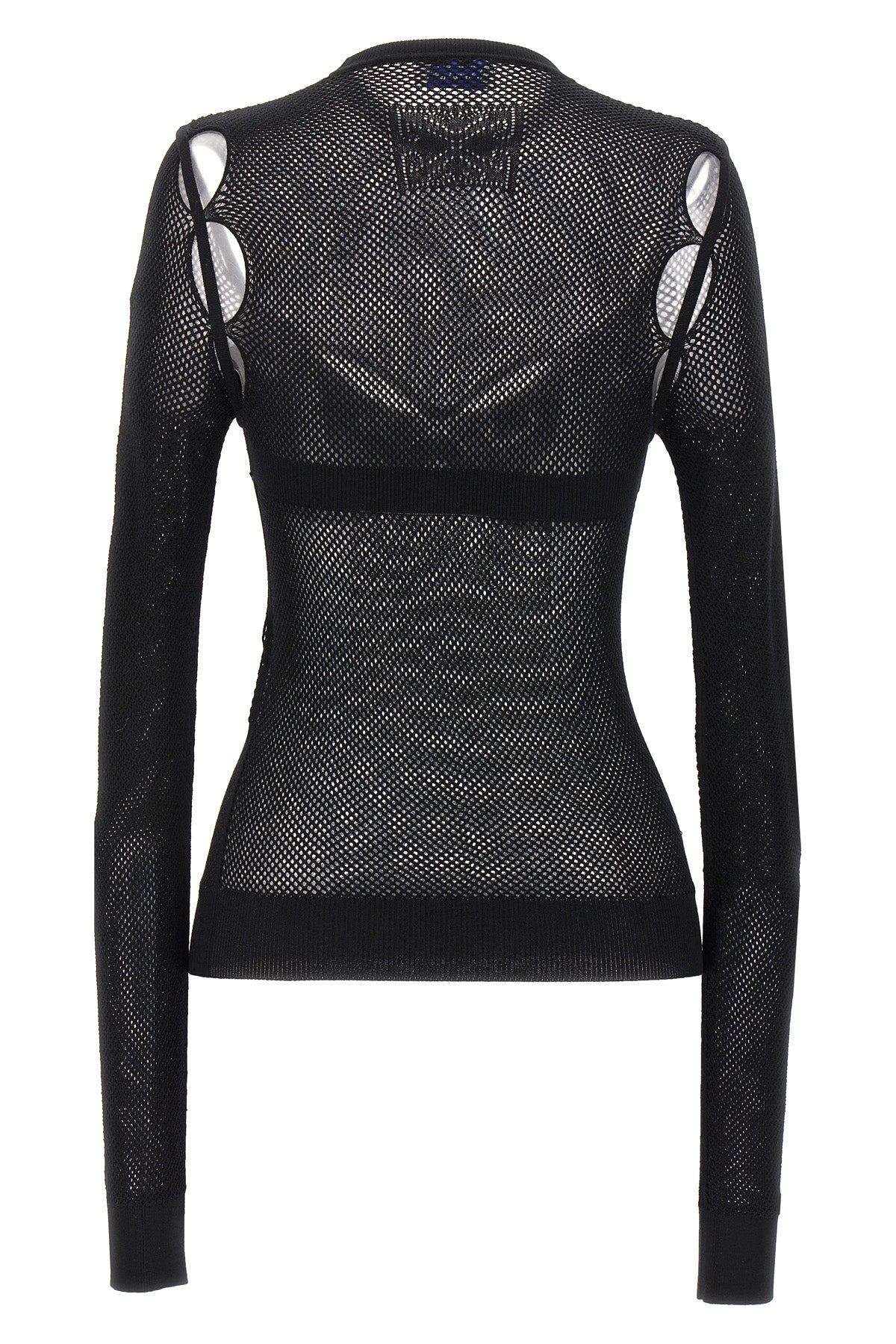 net arrow bralette top in stretch mesh fabric