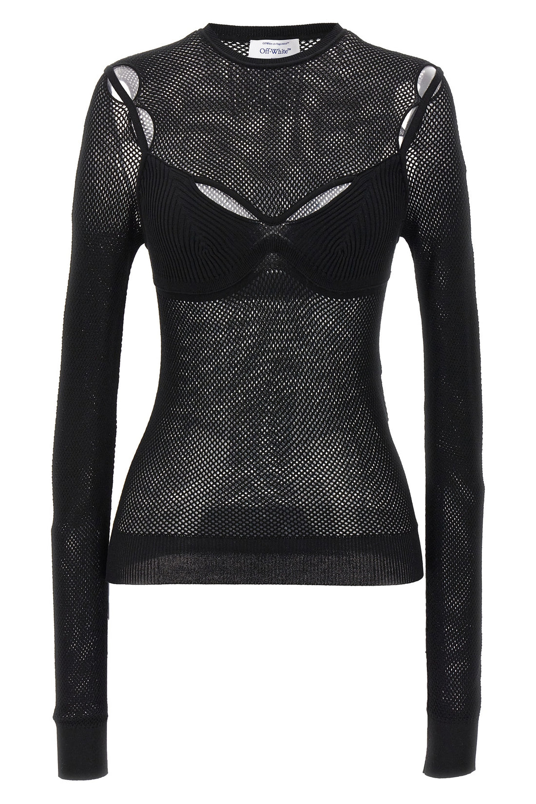 OFF-WHITE 38 net arrow bralette top in stretch mesh fabric