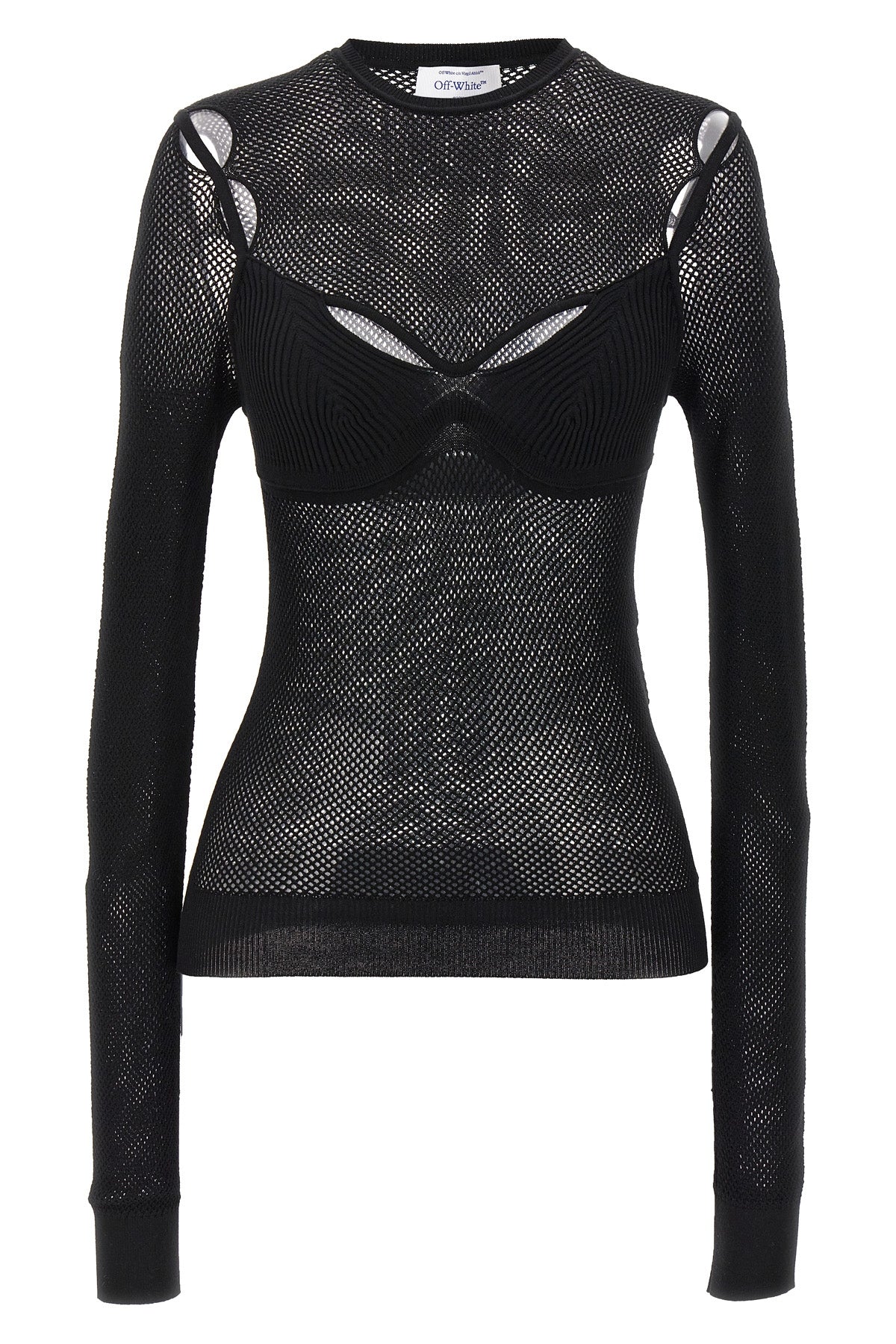 net arrow bralette top in stretch mesh fabric