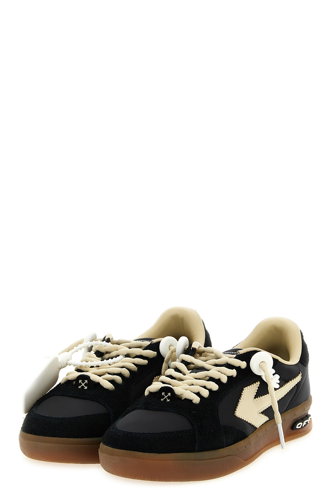 OFF-WHITE 35 end of play nylon and hairy suede sneakers