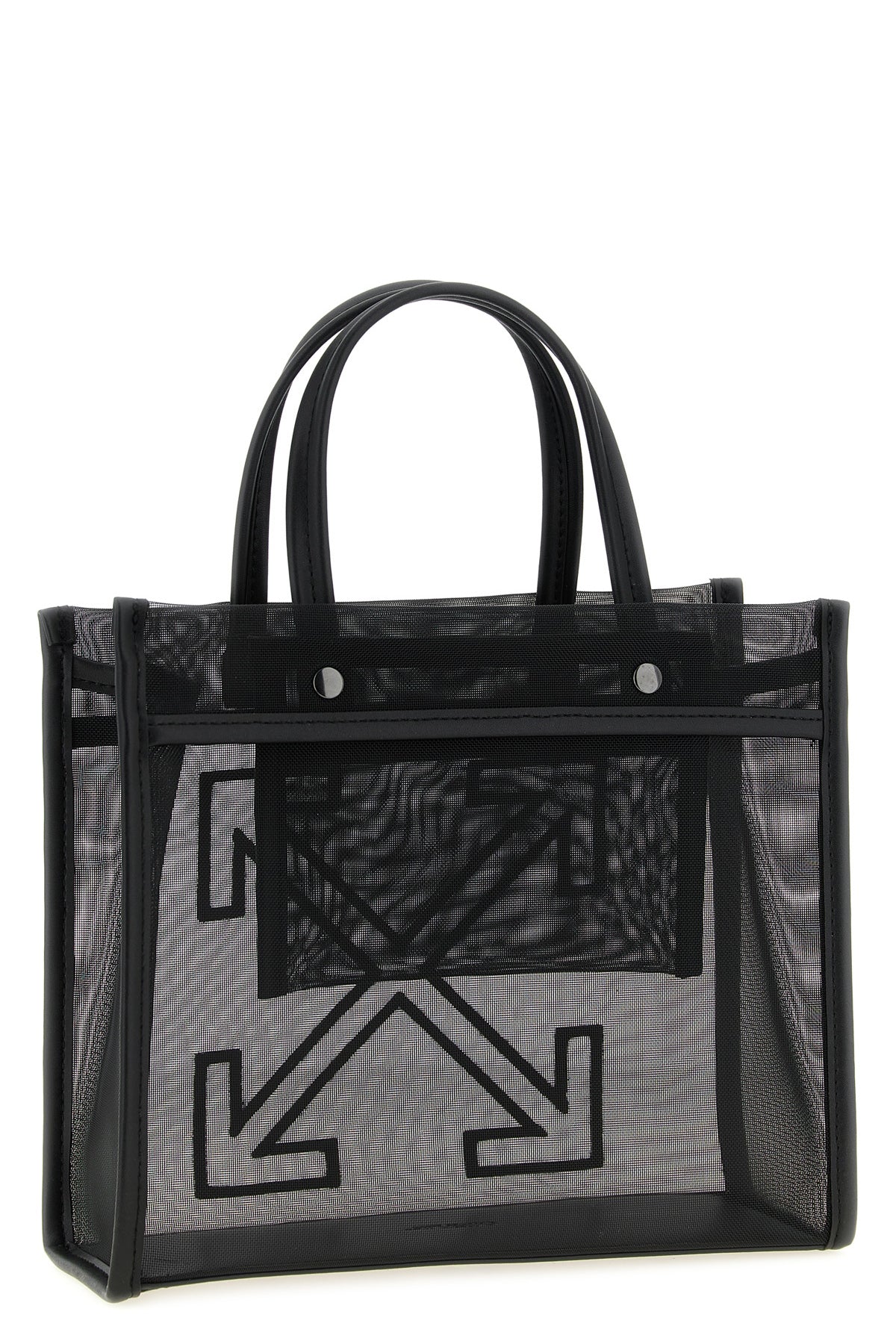 small market shopping bag in semi-transparent mesh and smooth leather