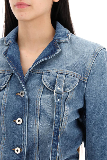 denim jacket with harness details