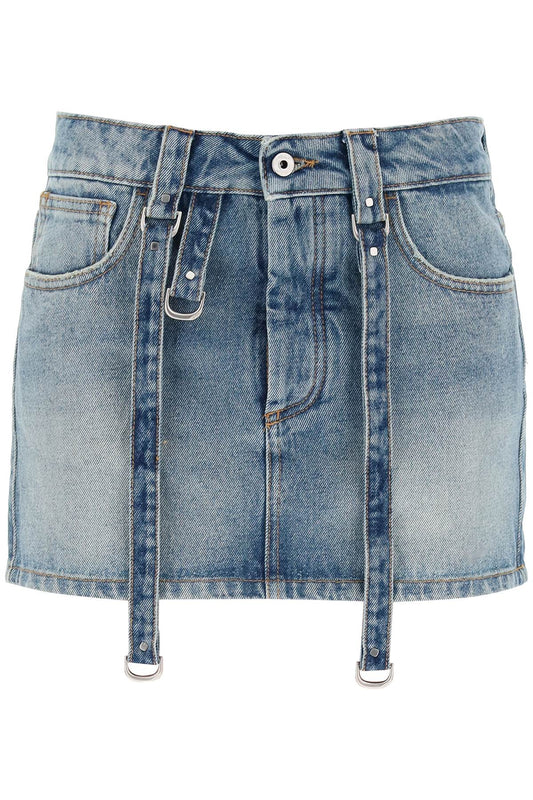 denim mini skirt with straps