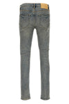 p001 light blue vintage used-effect stone washed stretch cotton denim jeans