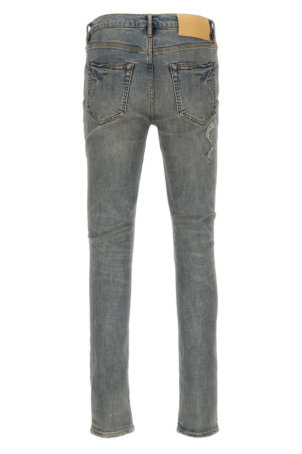 p001 light blue vintage used-effect stone washed stretch cotton denim jeans