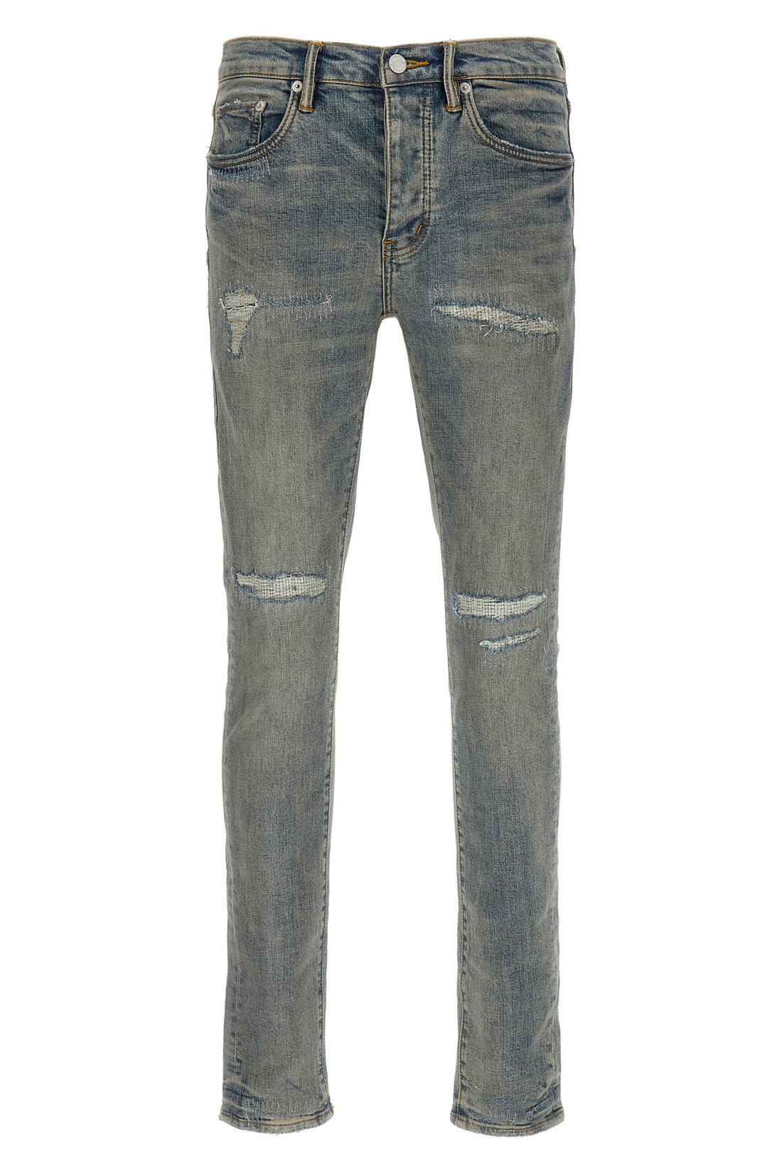 PURPLE 30 p001 light blue vintage used-effect stone washed stretch cotton denim jeans