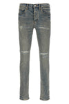 p001 light blue vintage used-effect stone washed stretch cotton denim jeans