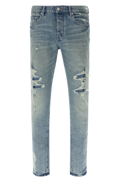 p001 repairs used-effect stone washed stretch cotton denim jeans