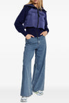high-waisted wide-leg cotton denim jeans