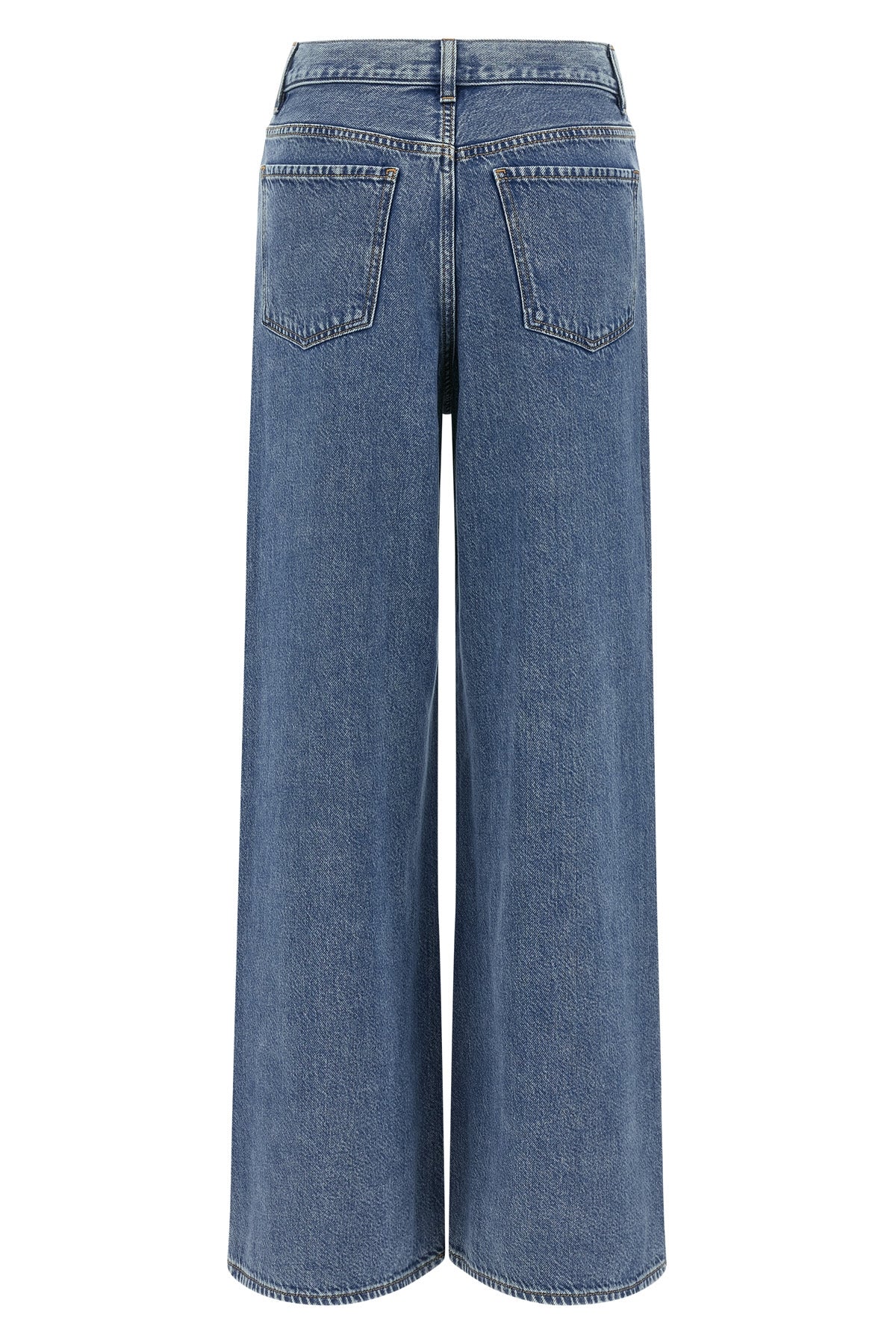 high-waisted wide-leg cotton denim jeans