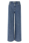 high-waisted wide-leg cotton denim jeans