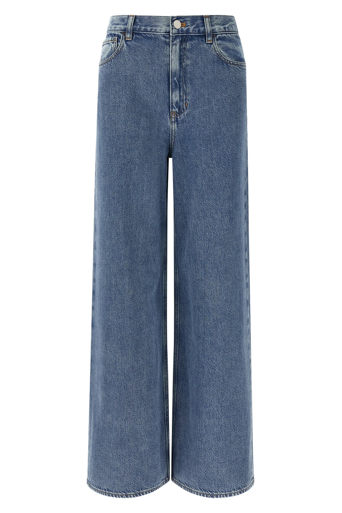 high-waisted wide-leg cotton denim jeans