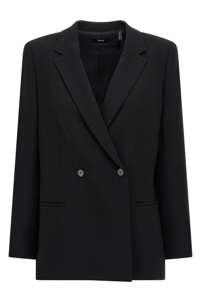 double-breasted synthetic fabric blazer