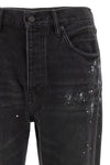 p011 knee slit paint used-effect cotton denim jeans